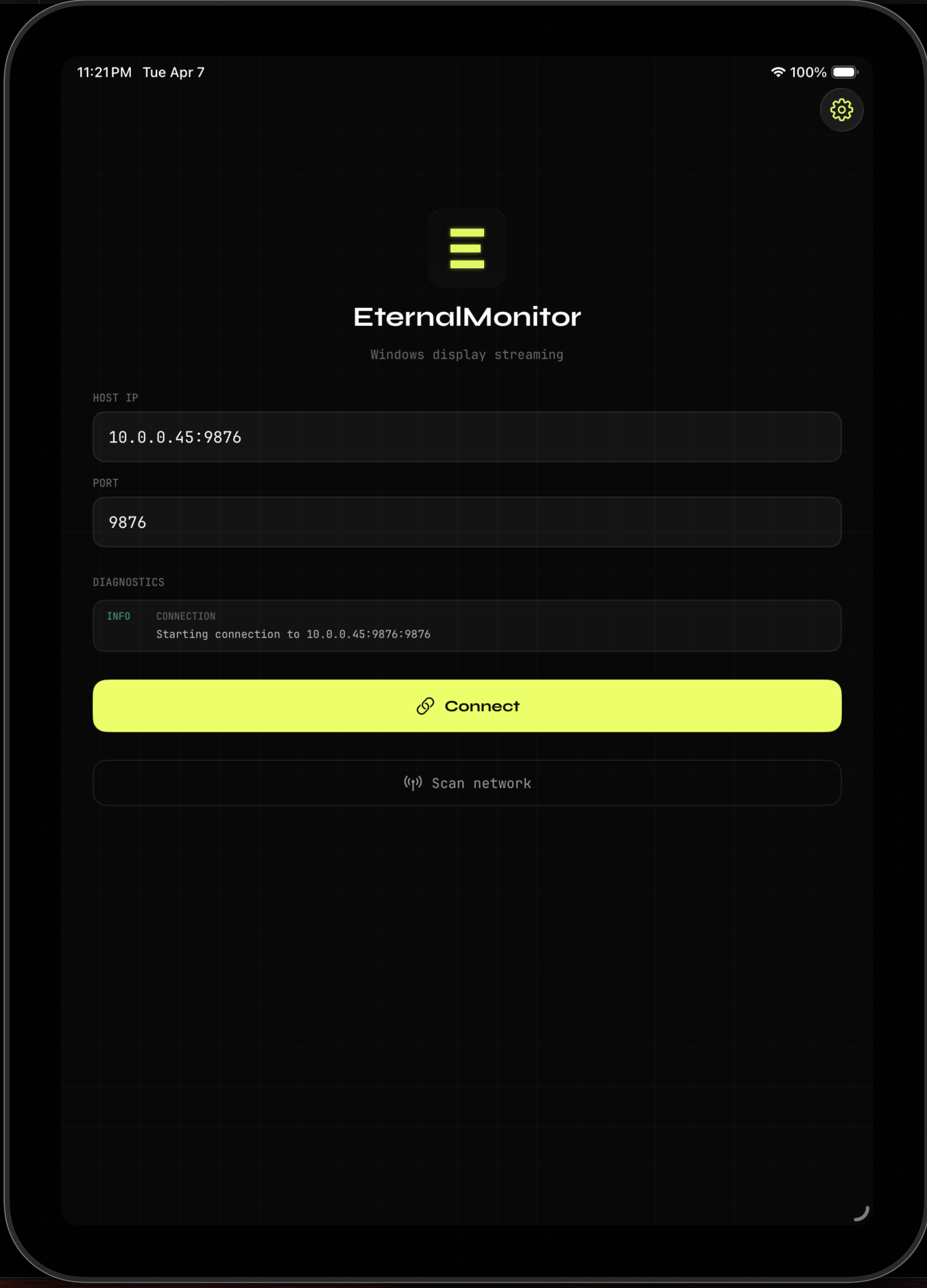 EternalMonitor on iPad